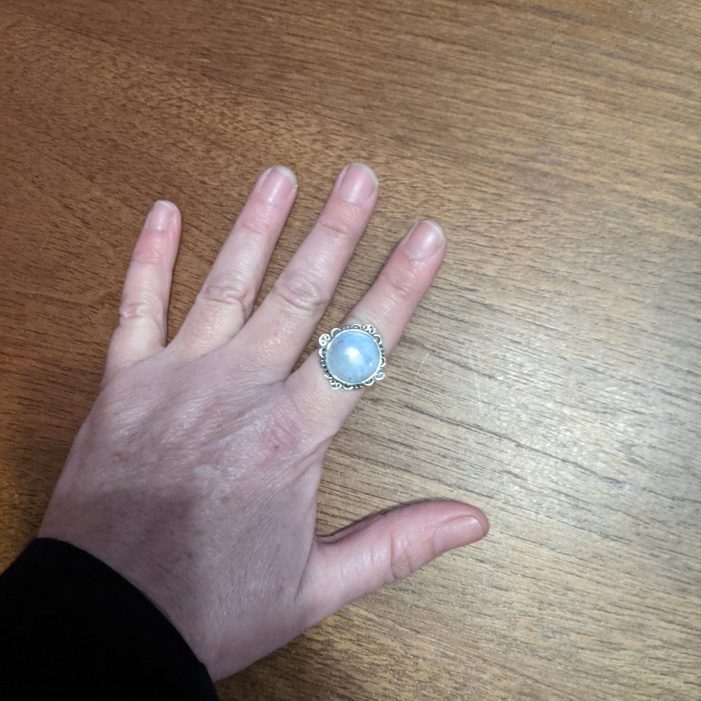 Big Beautiful Antique Rainbow Moon stone 925 - Picture 8 of 9